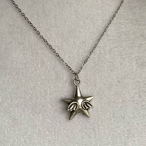 Handmade Angel Star Necklace STAINLESS STEEL Silver Tone Stocking Stuffer Gift